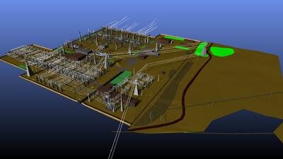 Интеллектуальная модель Model Studio CS на основе лазерного сканирования и геозондирования с применением георадаров. Подстанция 220 кВ