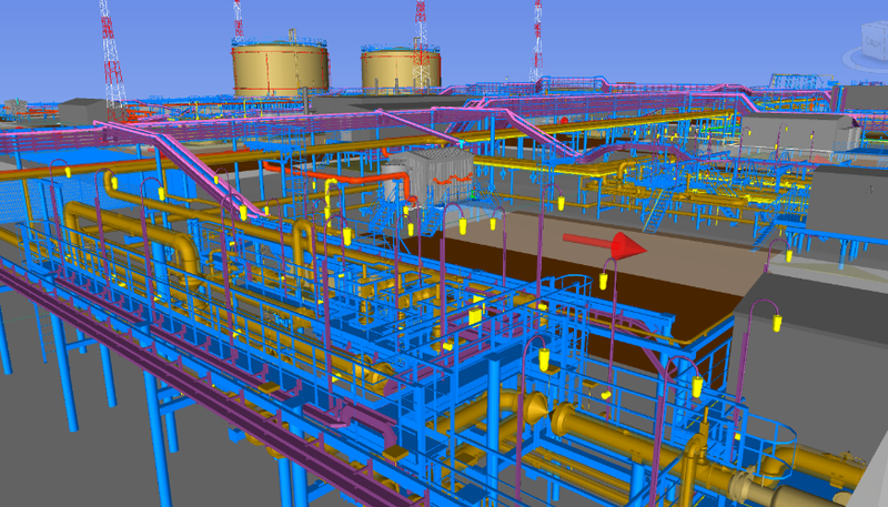 3D-модель приемо-сдаточного пункта и установки подготовки нефти и газа Тазовского нефтегазоконденсатного месторождения в ЯНАО, выполненная в Model Studio CS