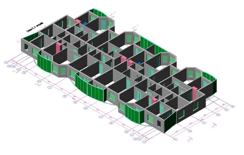 Пример трехмерной модели типового этажа